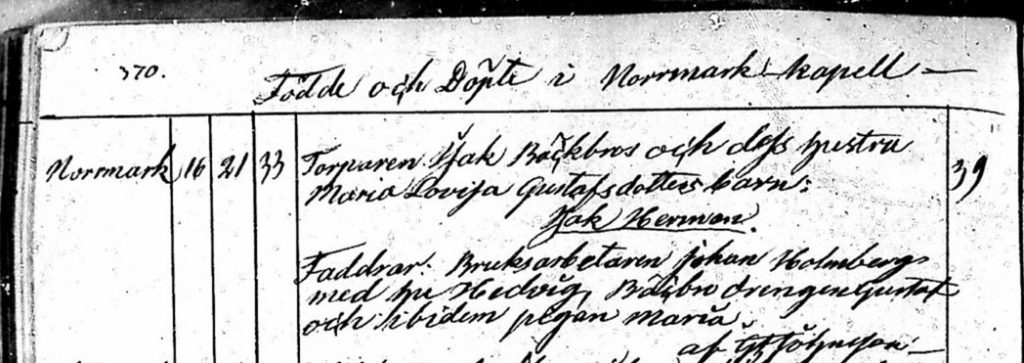 Isak herman, kastetut 1861